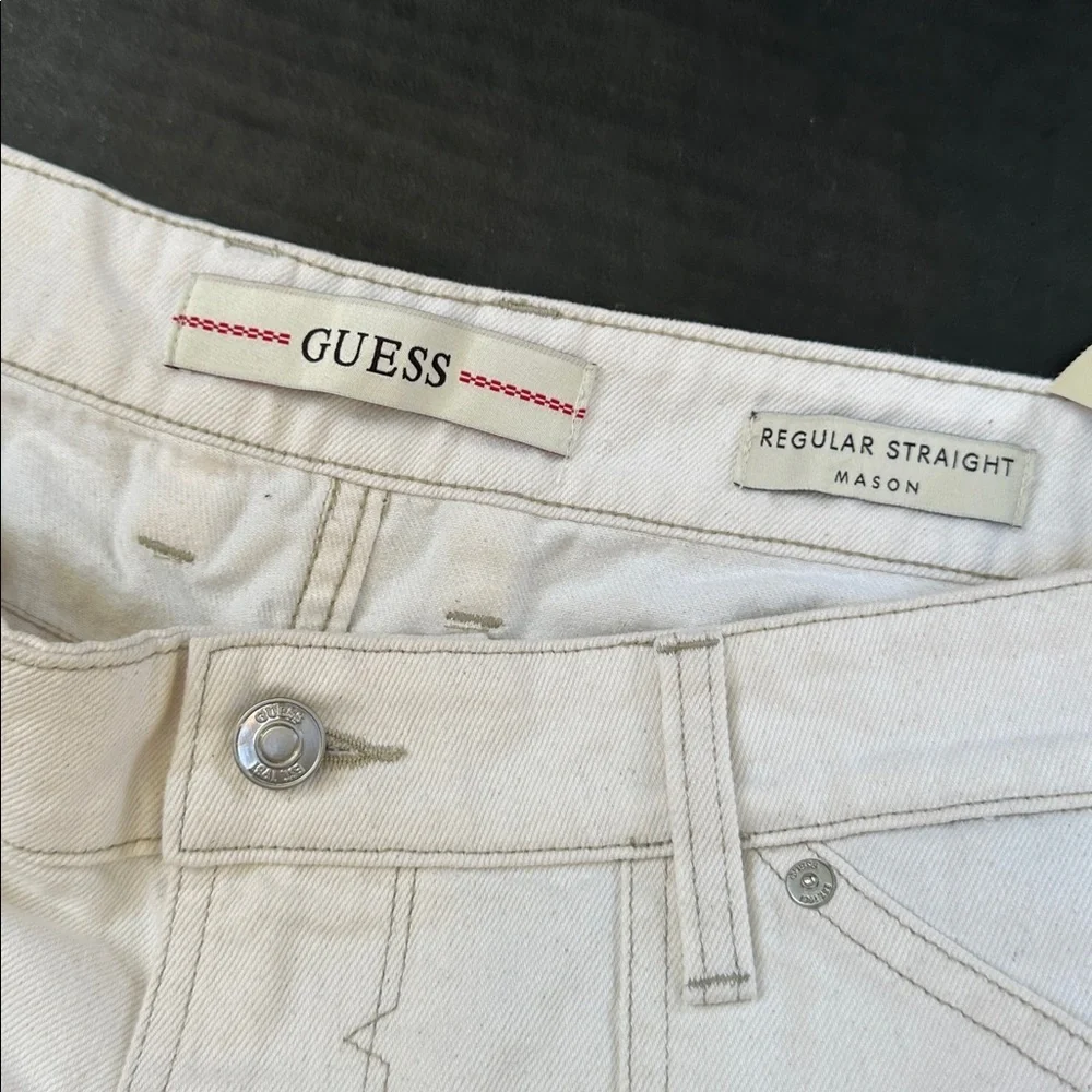 New Guess Men's Off-White Straight Jeans SZ 36